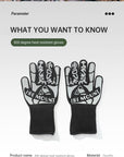 Outdoor 800 degree heat resistant gloves, thermal insulation and anti scald gloves, silicone BBQ barbecue oven thickened gloves