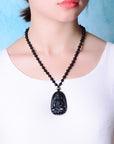 Black Obsidian Six Stars Lucky Amulet Love Natural Stone Pendant Necklace for Women Men Love Crystal Pendulum Jewelry