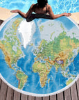 Round map Beach Bathing Blanket Towel Cover Up Beach Wear