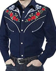 New Men's Fashionable Printed Shirt Western American Style Printed Loose Sleeved Shirt