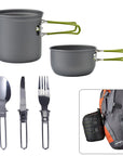 Outdoor Equipment, Outdoor Set Pot, 1-2 Person Portable Camping Cookware With Tableware Ds-101