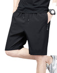 Mens Summer Ice Silk Quick Drying Shorts Lightweight, Breathable, Four sided Elastic Large Size Trendy Air Conditioning Shorts