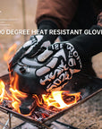 Outdoor 800 degree heat resistant gloves, thermal insulation and anti scald gloves, silicone BBQ barbecue oven thickened gloves