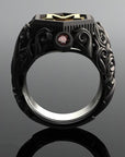 Classic Fashion Bohemian Black M Letter Stainless Steel Rings for Men Hip Steampunk Motorcycle Ring Men Wedding Jewelry