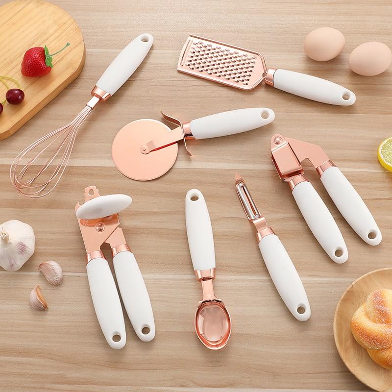 7 Pcs Kitchen Gadget Set Copper Coated Stainless Steel Utensils