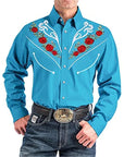 New Men's Fashionable Printed Shirt Western American Style Printed Loose Sleeved Shirt
