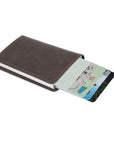 Metal Men Card Holder RFID Aluminium Alloy Credit Card Holder PU Leather Wallet Antitheft Men Wallets Automatic Pop Up Card Case
