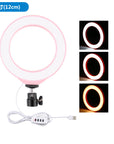 12cm USB 3 Modes Dimmable LED Ring Vlogging Photography Video Lights with Cold Shoe Tripod Ball Head