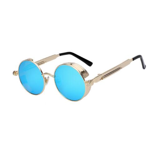 Round Metal Steampunk Sunglasses for Men Women