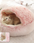 Pet Dog Cat Bed Round Plush Cat Warm Bed House Soft Long Plush Bed For Small Dogs For Cats Nest 2 In 1 Cat Bed