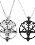 Fashion Vintage Women Men Pentagram Pan God Skull Goat Head Pendant Chain Necklace Jewelry