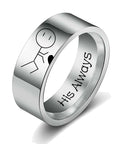 Women His Queen Stainless steel Ring Silver Color Simple Design Her King Couple Ring Wedding Ring for Female Men