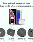 15W Fast Charge 4 In 1 QI Wireless Charger Dock Station For iPhone 11 12 Pro MAX Apple Watch Airpods Pro Charging Stand