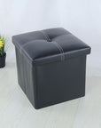 12 inch Non-slip Foldable Ottoman Storage Stool Leather Footstool Storage Box Small Sofa Chair Bench Box Home Organizers Box