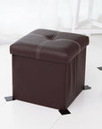 12 inch Non-slip Foldable Ottoman Storage Stool Leather Footstool Storage Box Small Sofa Chair Bench Box Home Organizers Box