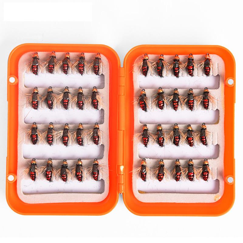 LEO 40pcs/box Fly Fishing Flies Lure High Carbon Steel Fly Tying Hooks for Trout Fishing Artificial Flies