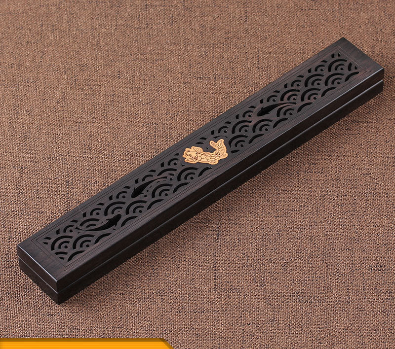 
  
  Wooden thread incense box, black sandalwood inlaid with boxwood, sleeping incense burner, incense burner, household indoor agarw
  
