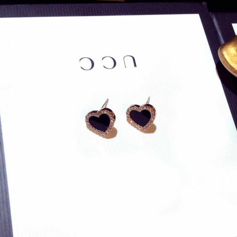 
  
  Cute Korean Earrings Heart Bling Zircon Stone Rose Gold Stud Earrings for Women Fashion Jewelry New Gift
  
