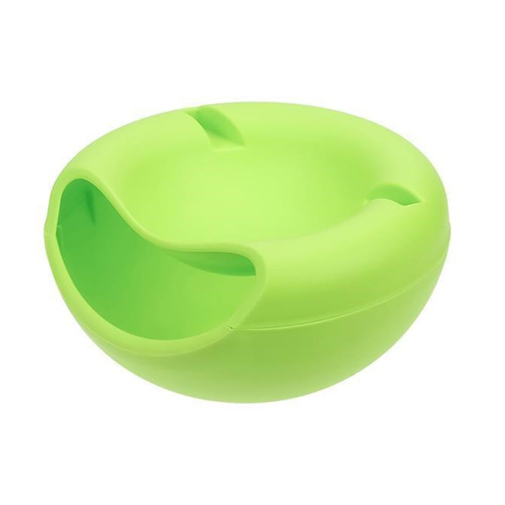 
  
  Lazy Snack Bowl Plastic Double-Layer Snack Storage Box Bowl Fruit Bowl And Mobile Phone Bracket Chase Artifact Plate Bowl
  
