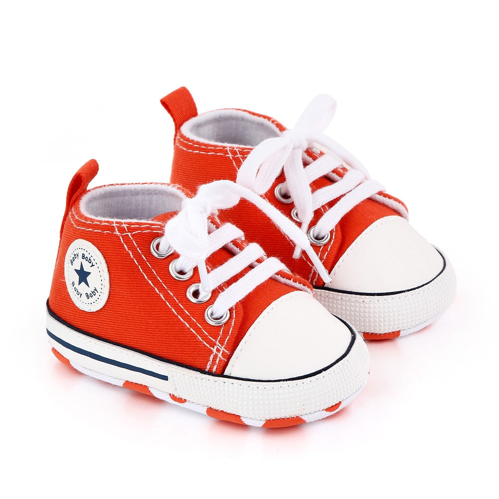 Baby Shoes Boy Girl Star Solid Sneaker Cotton Soft Anti-Slip Sole Newborn Infant First Walkers Toddler Casual Canvas Crib Shoes