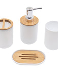 Light Luxury Bamboo and Wood Bathroom Set, Wash Basin, Table Top, Toilet Supplies, Plastic Toilet Brush, Garbage Bin