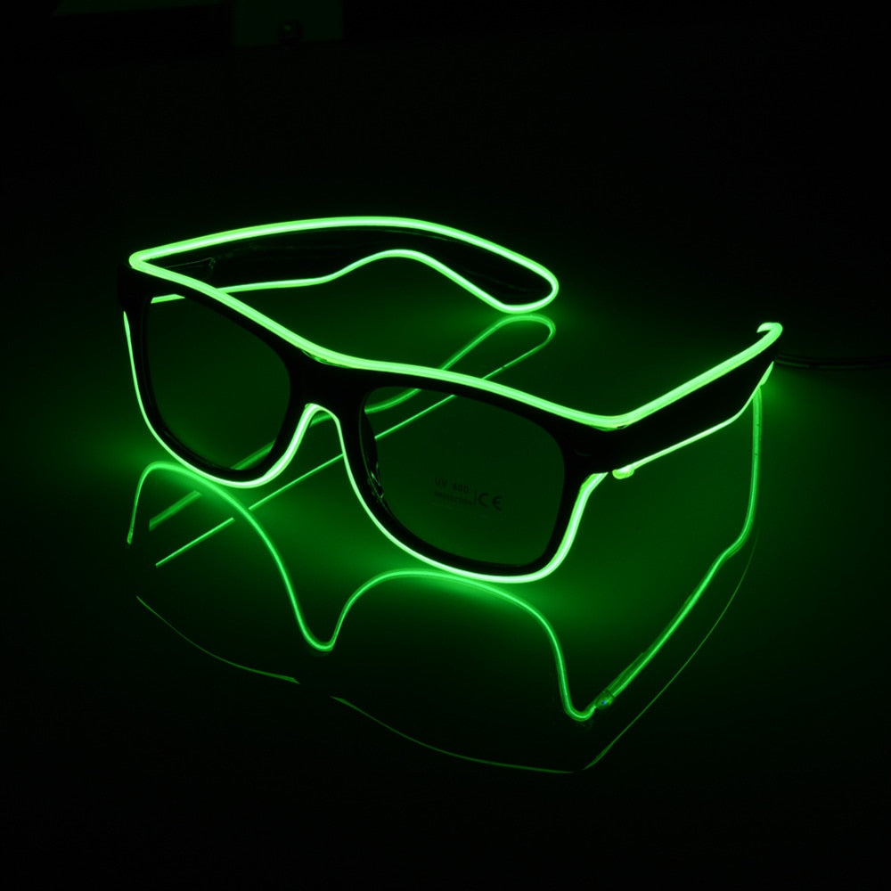 
  
  Voice control EL Wire LED Glasses Glowing Party Supplies Lighting Novelty Gift Bright Light Festival Party Glow Sunglasses
  
