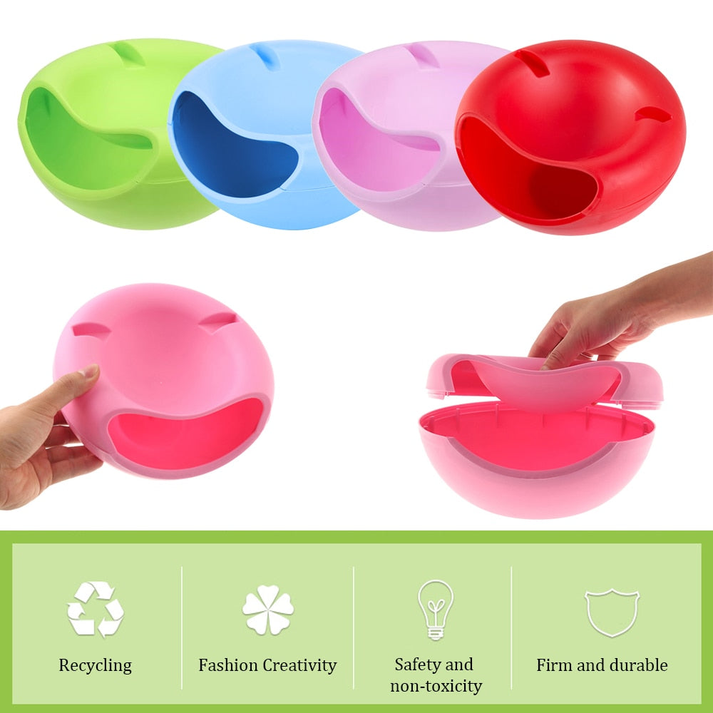 
  
  Lazy Snack Bowl Plastic Double-Layer Snack Storage Box Bowl Fruit Bowl And Mobile Phone Bracket Chase Artifact Plate Bowl
  
