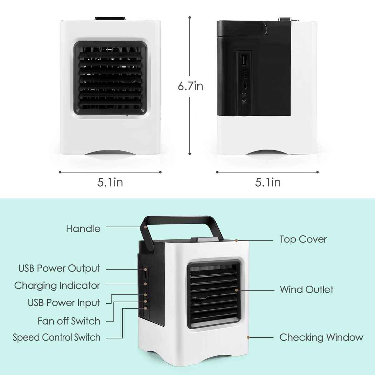 
  
  4 in 1 Rechargeable Portable Air Conditioner USB Mini Air Cooler Humidifier Purifier Air Cooling
  
