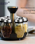 Rotating Cruet Condiment Seasoning Jars Set for Spices Pepper Sprays Bottles Salt Shakers Holder Kitchen Storage Rack Organizer