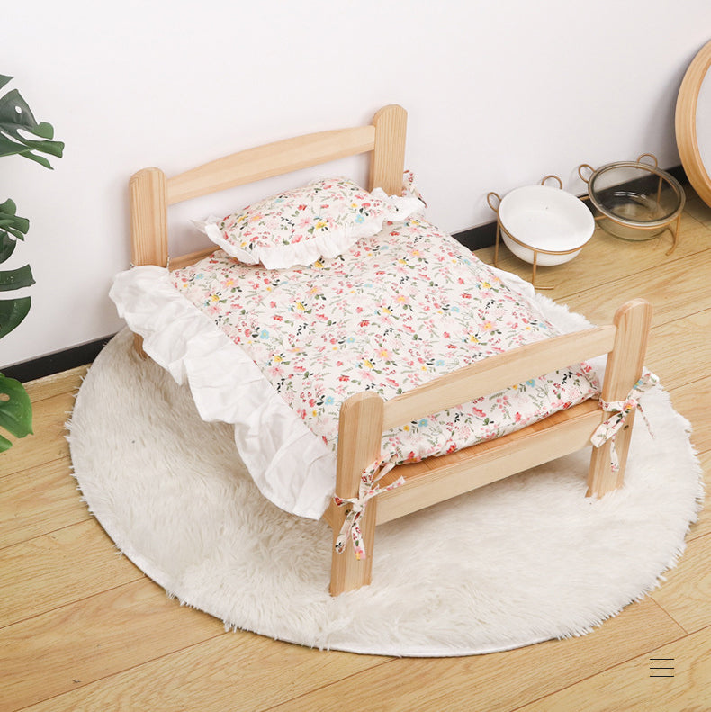 
  
  Solid Wood Pet Bed Net, Red Cat Nest, Dog Bed, Summer and Winter, Floor To Floor, Wooden Detachable and Washable Cat Bed
  
