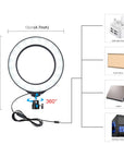 12cm USB 3 Modes Dimmable LED Ring Vlogging Photography Video Lights with Cold Shoe Tripod Ball Head