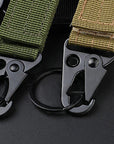 Outdoor military fan woven strap tactical eagle beak buckle travel backpack external hanging quick retrieval keychain