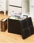 12 inch Non-slip Foldable Ottoman Storage Stool Leather Footstool Storage Box Small Sofa Chair Bench Box Home Organizers Box