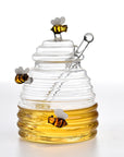 Home Transparent Glass Honey Jar With Lid, Glass Stirring Honey Bottle, Creative Glass Seasoning Jar, New Model