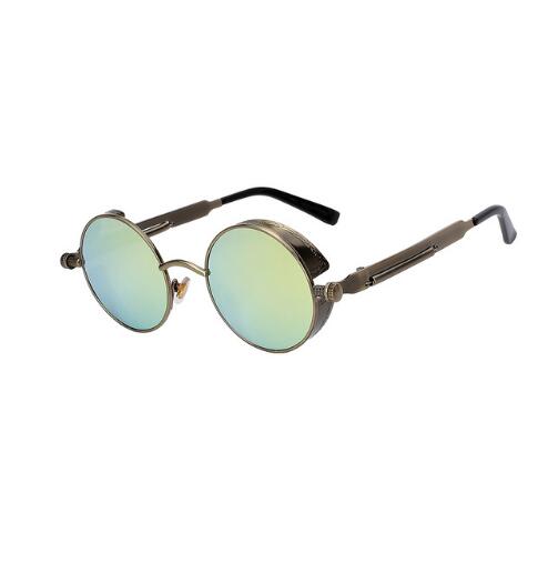 Round Metal Steampunk Sunglasses for Men Women