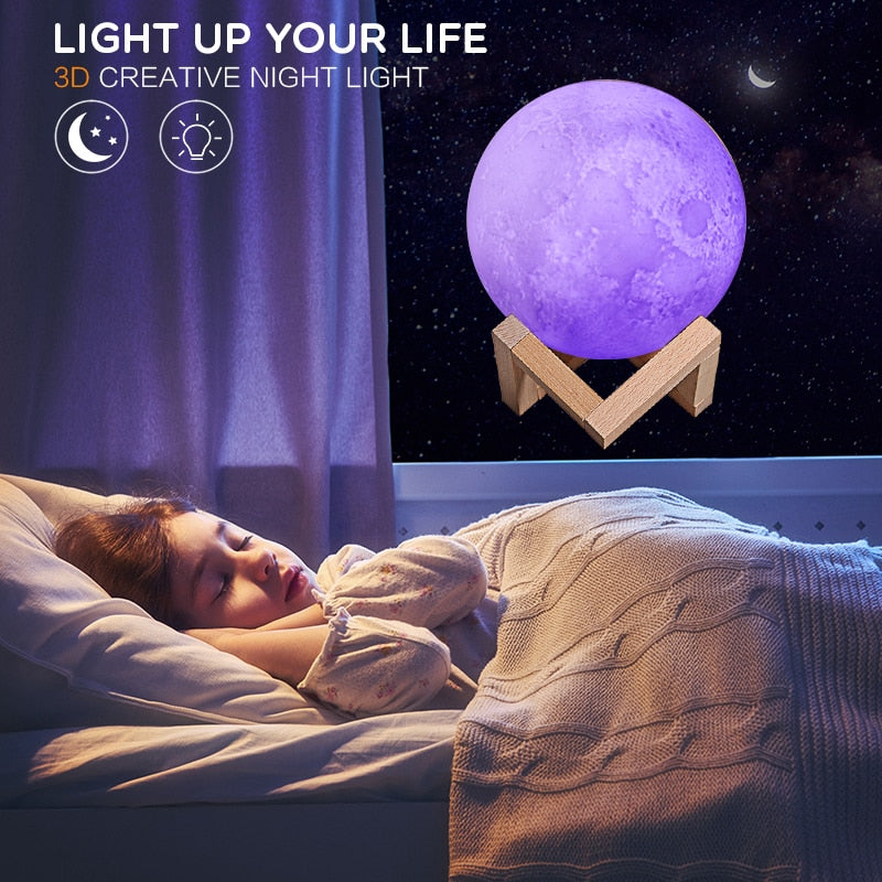 
  
  3D Print Colorful Bluetooth Msuic Moon Lamp Rechargeable Night Light For Moon light with 3Colors 16Colors Remote Decor Gift
  
