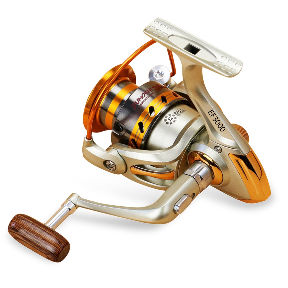 Yumoshi Metal Spool Spinning Fishing Reel Carretilha Pesca Wheel 12-Ball Bearing