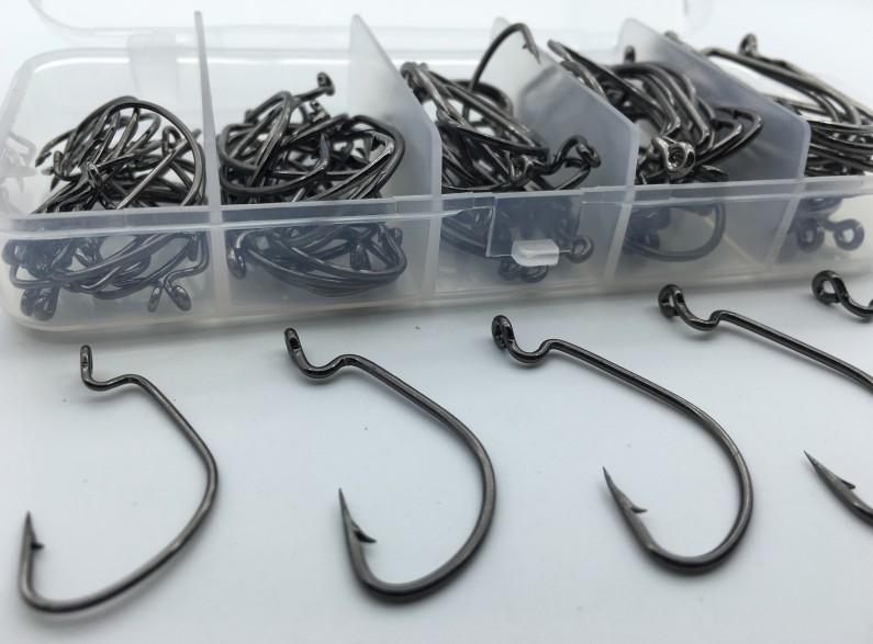 
  
  Rompin 100pcs/box High carbon Steel Fishing Hooks Crank Lead Sharp worm  2# 1# 1/0# 2/0# 3/0# mix size
  
