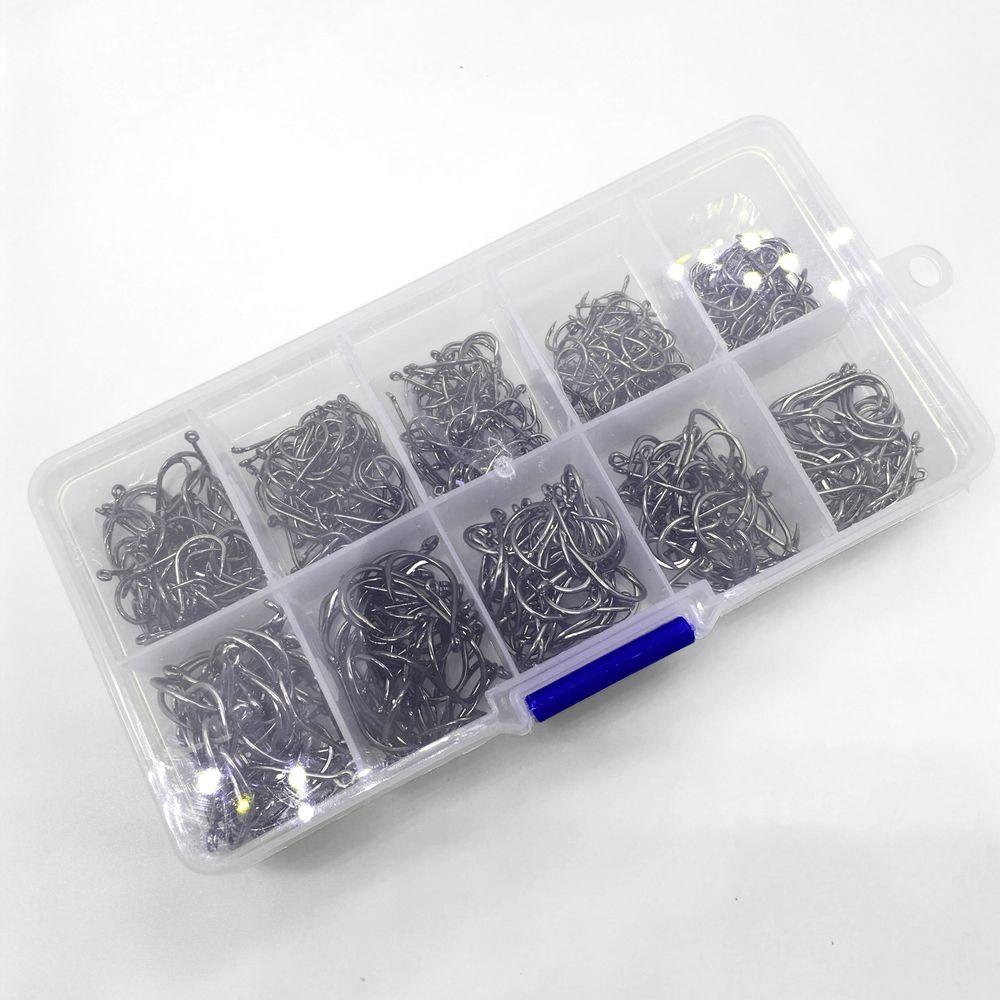 
  
  Rompin 500pcs/set mixed size #3~12 high carbon steel carp fishing hooks pack with hole with Retail Original box Jigging Bait
  
