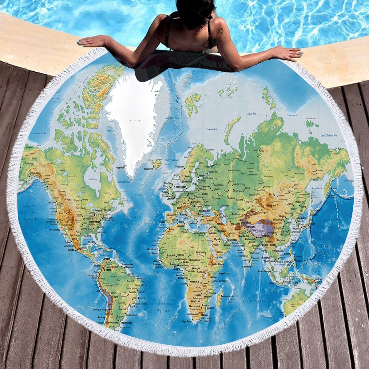 
  
  Round map Beach Bathing  Blanket Towel Cover Up Beach Wear
  
