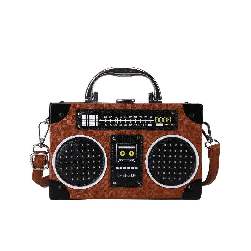 
  
  Radio Shape Personality Retro Purses and Handbags for Women New Hip Hop Ladies Bag Hard Pu Leather Fashion Shoulder Bags
  
