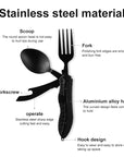 Multifunctional camping tableware stainless steel knife fork spoon, outdoor portable survival eating tools