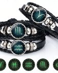 12 Constellation Luminous Bracelet Men Leather Bracelet Charm Bracelets for Men Boys Women Girl Jewelry Accessories Gifts