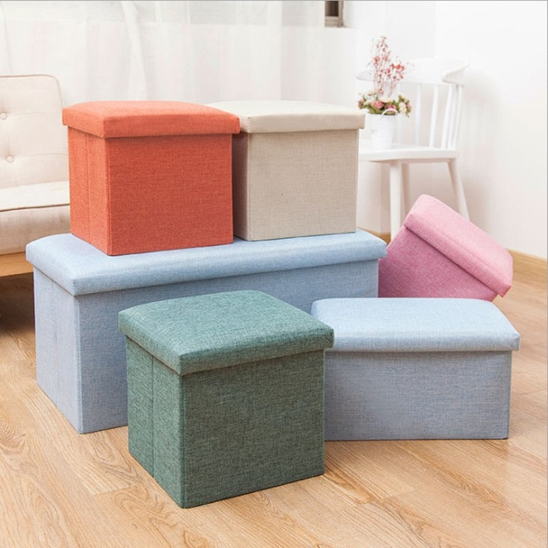 
  
  Simple Fabric Storage Storage Stool Folding Shoe Bench Footstool Can Sit With Lid Storage Box Stool 30*30*30cm/40*25*25cm
  
