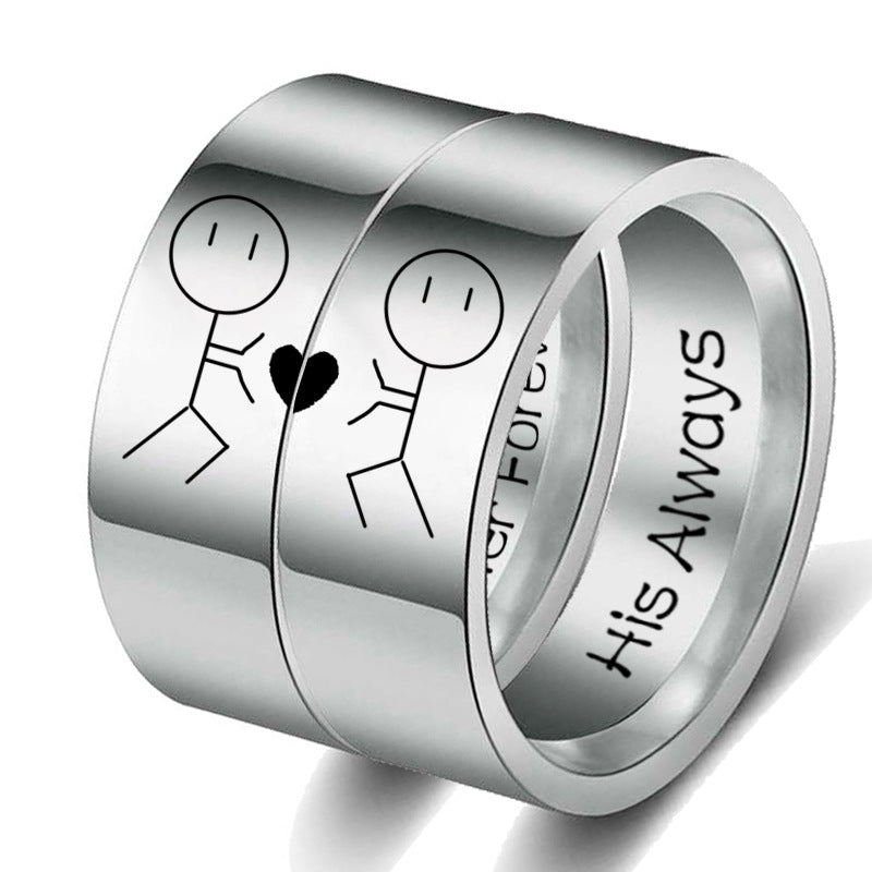 
  
  Women His Queen Stainless steel Ring Silver Color Simple Design Her King Couple Ring Wedding Ring for Female Men
  
