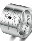 Women His Queen Stainless steel Ring Silver Color Simple Design Her King Couple Ring Wedding Ring for Female Men