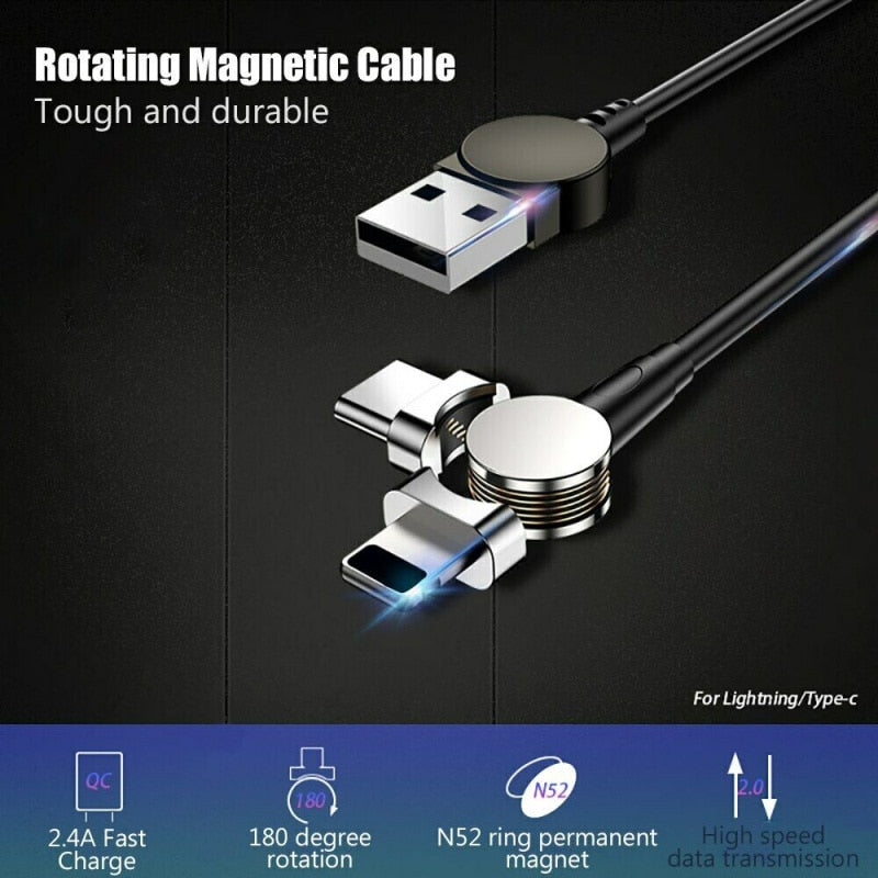 
  
  Magnetic USB Type C Cable Data Sync Nylon Braided LED Indicator Magnet Charger Cable 180 Degree Rotating Magnetic Data Line
  
