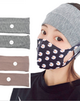 2Pcs Hair Band Button Headband Facemask Holder Wearing Mask Protect Ears Sports Quick Dry Sweat Headband for Adults