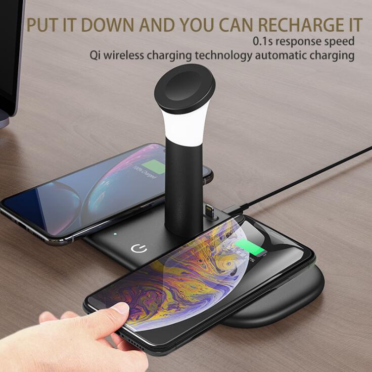 
  
  15W Qi Fast Wireless Charger For iPhone 12 11 XR X 8 Apple Watch 5 in 1 With Light Lamp Charging Dock Station Airpods Pro iWatch
  
