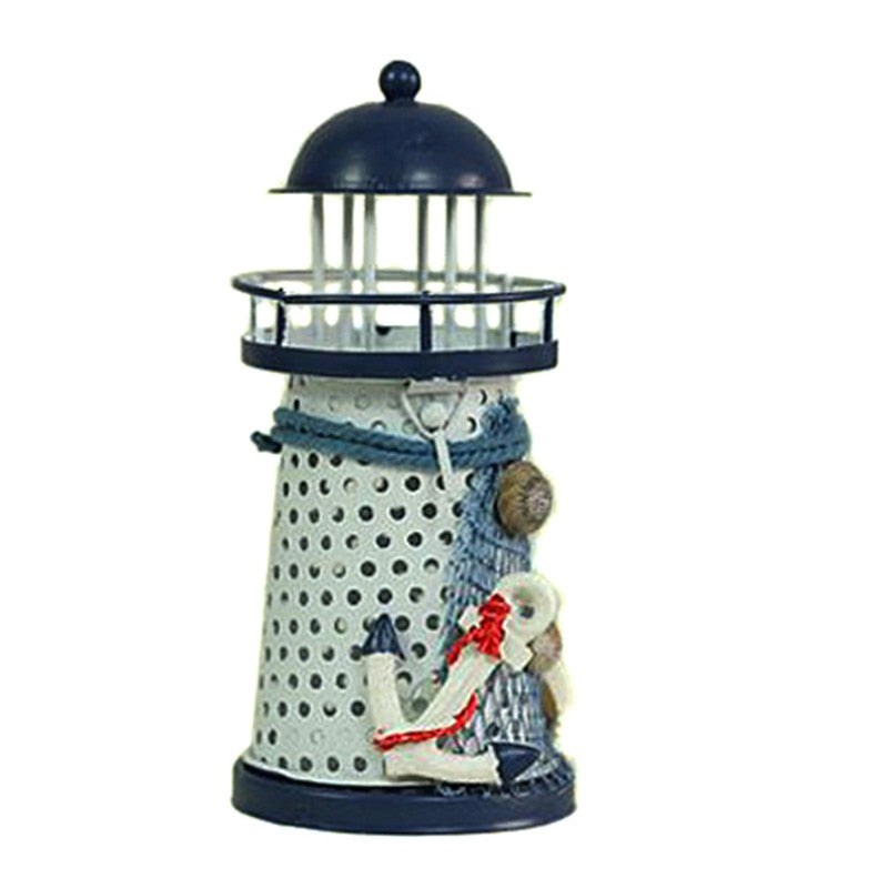 
  
  Lighthouse Candle Holder Mediterranean-style Iron Candle Holder Holiday Candlestick Home Wedding Party Family Decor
  
